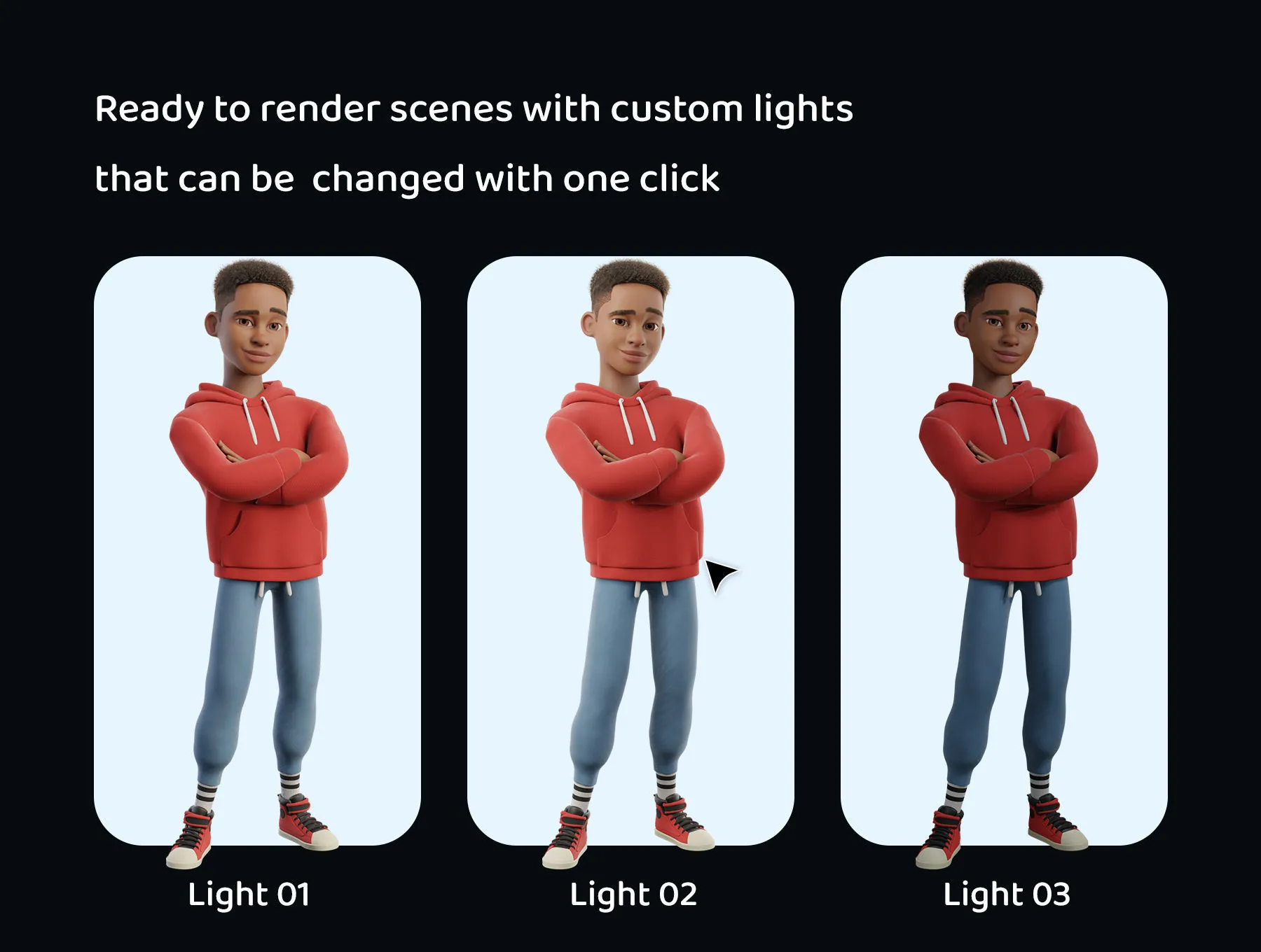 Rigify rigging system with professional rig controls for black man teen character